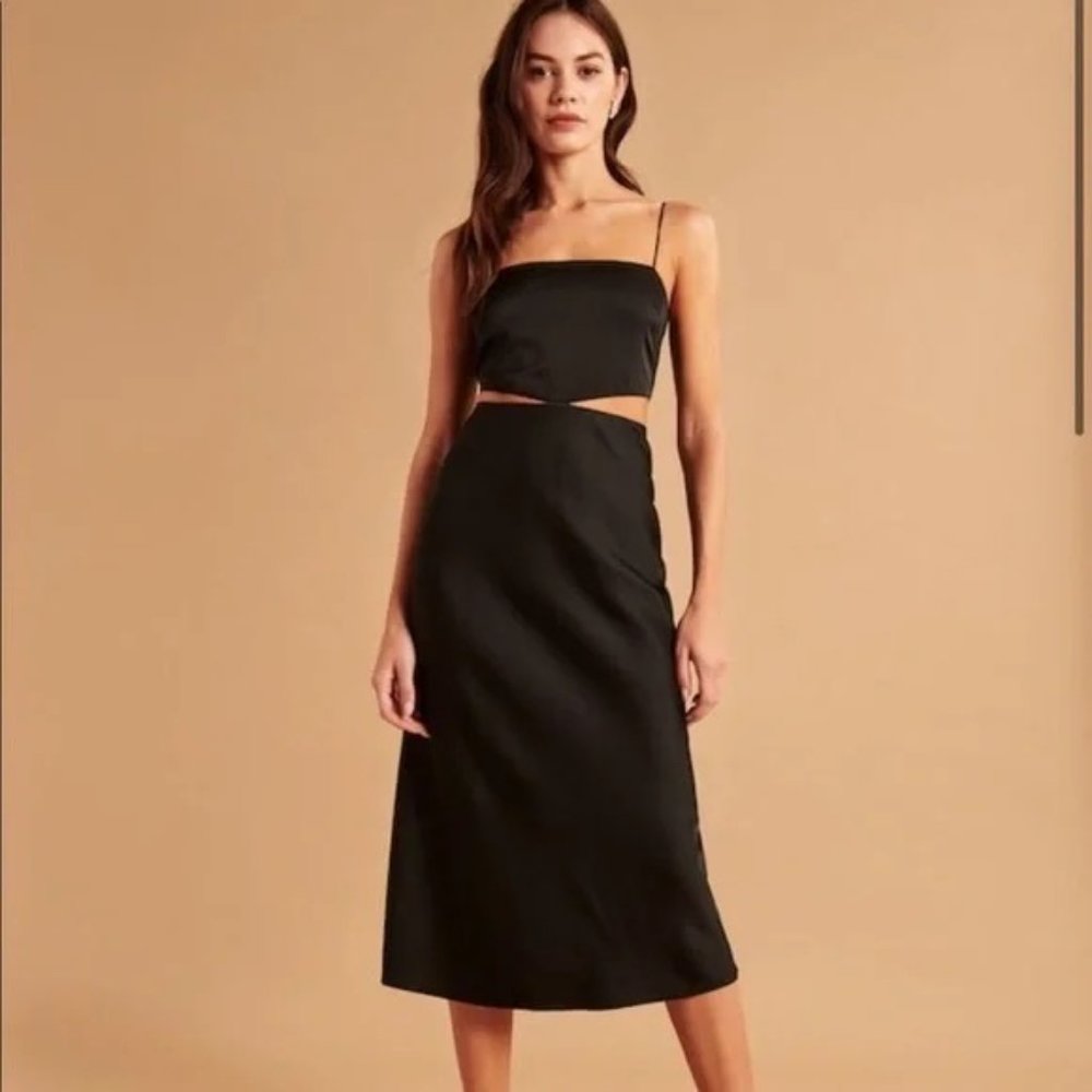 NWT Abercrombie Side Cutout Slip Midi Dress